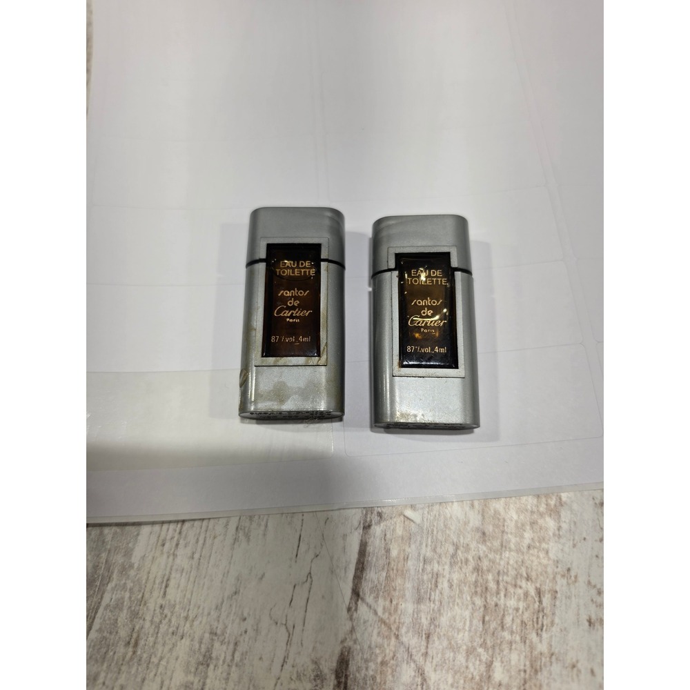 Vintage Santos de Cartier Eau de Toilette 4ml Mini Splash Bottles Lot of 2 READ